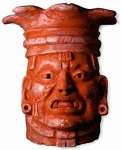 Brasero efigie cubierto con cinabrio, conocido como ‘el diablo enchilado’, Museo Comunitario de San José Mogote, Oaxaca