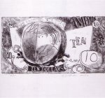 1956 Ten Dollar Bill, litografía, 14 x 28'6 cm., col. del artista [Detalle]