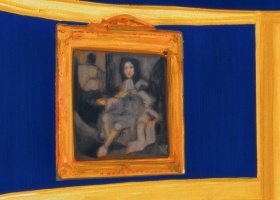 Dexter Dalwood, The Queen´s Bedroom, 1998 (El dormitorio de la Reina, 1998) Óleo sobre lienzo 193 x 183 cm. (detalle)