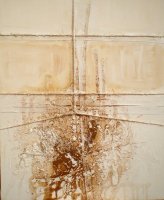 MONTIJANO, Marc, Crucifixión 12, Técnica mixta y collage sobre tela, 73 x 60 cm., 2008