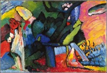 Wassily Kandinsky: Improvisación n. 4, 1909, Óleo sobre lienzo. 108 x 158,5 cm., Museo Estatal de Arte, Nizhni Nóvgorod