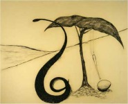 Enzo Cucchi, Olé, 1980, charcoal on paper, mounted on canvas, 185 x 241 cm.