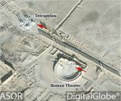 El Teatro Romano de Palmira y el Tetrápilo destruidos. DigitalGlobe