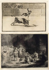 Grabados de 'La Tauromaquia' de goya y 'Cristo curando a los enfermos', de Rembrandt