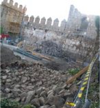 Parte de la muralla caida durante la restauración de la Muralla de Ávila