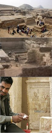 Excavación de los restos de la pirámide de Sesheshet