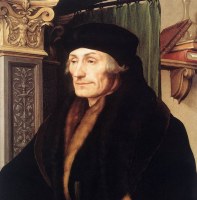 Detalle del retrato de Erasmo de por Hans Holbein