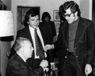 Jorge Luis Borges, Miguel Capistrán y José Emilio Pacheco en imagen de 1973 Foto Rogelio Cuéllar